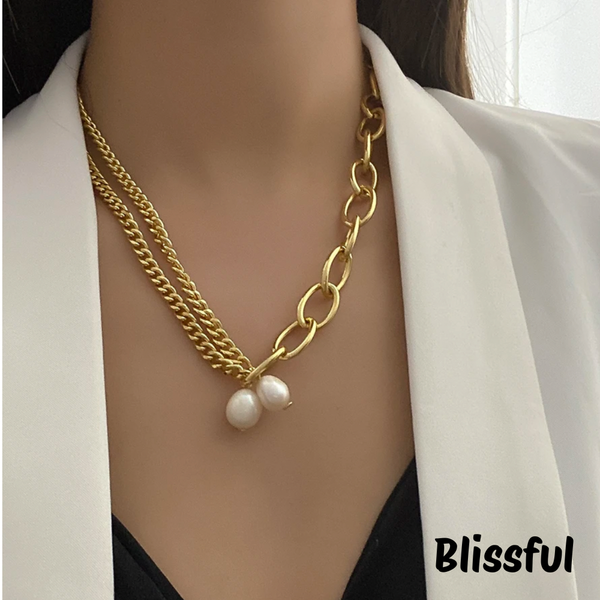 Link Toggle Necklace w/ Pearl Pendant