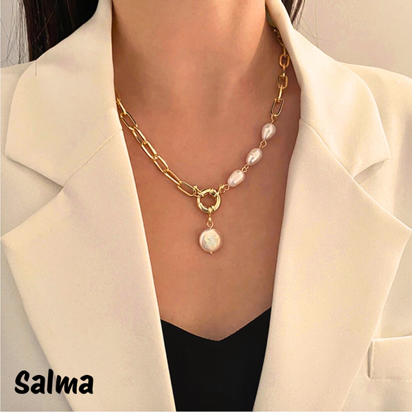 Link Toggle Necklace w/ Pearl Pendant