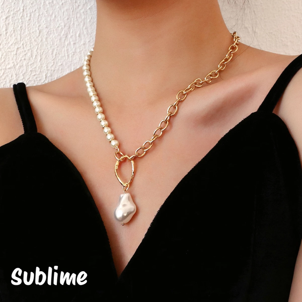 Link Toggle Necklace w/ Pearl Pendant