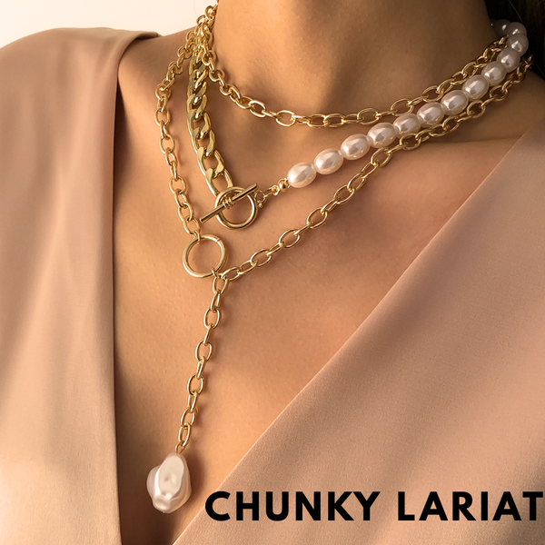 Link Toggle Necklace w/ Pearl Pendant