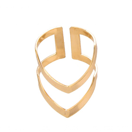 Double V Chevron Adjustable Ring - 18K Gold, Silver and Rose Gold Plated