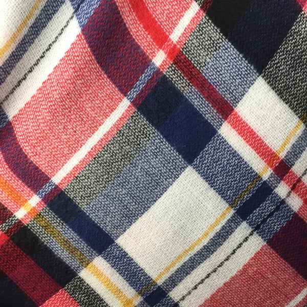 Red, White and Blue Tartan Triangle Scarf