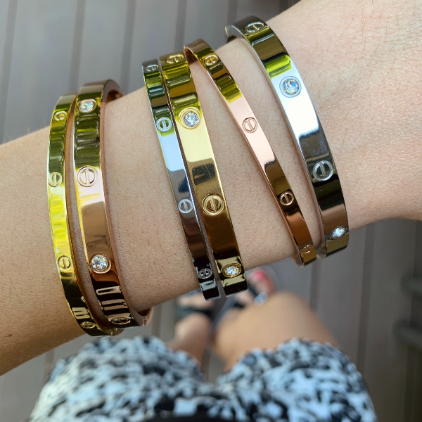 Amour Slim + Stones Bracelets - Stainless Steel