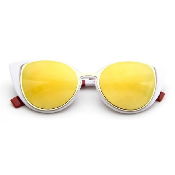 Ancona Sunglasses - White w/ Gold Mirror
