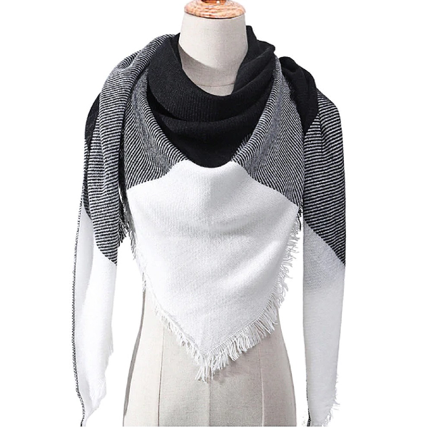 White and Black Triangle Scarf
