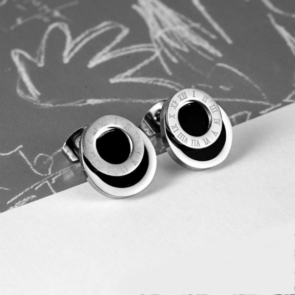 Cassia Earrings w/ Roman Numerals - Stainless Steel
