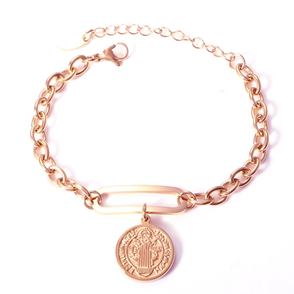 Coin Charm Bracelet - Stainless Steel