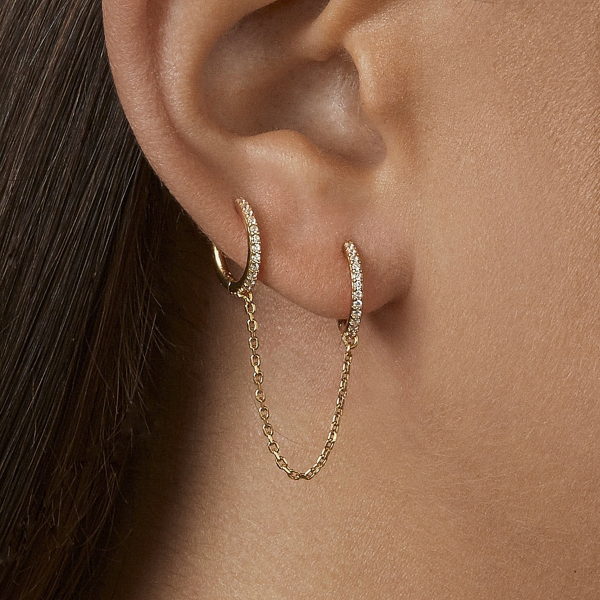 Double Hole Chain Earring