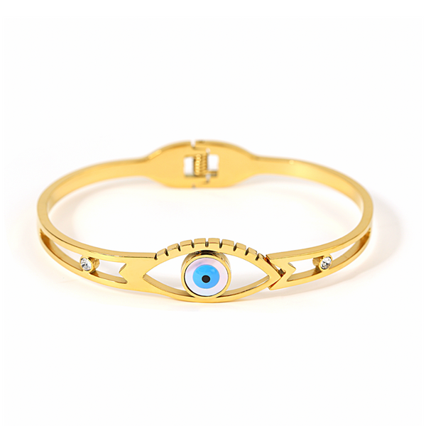 Amaya Evil Eye Bangle Bracelet - Stainless Steel