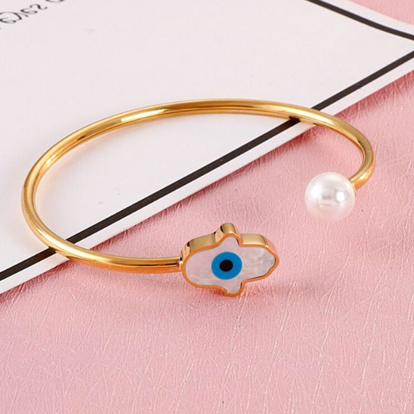 Evil Eye Cuff Bracelet - Stainless Steel