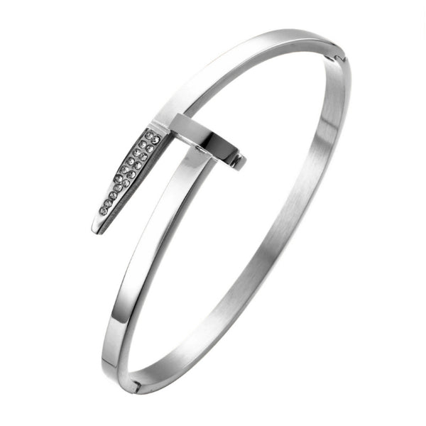 Flat Nail Bangle Bracelet - Stainless Steel