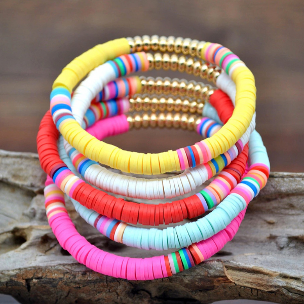 Colorful Heishi Polymer Disc Bracelets