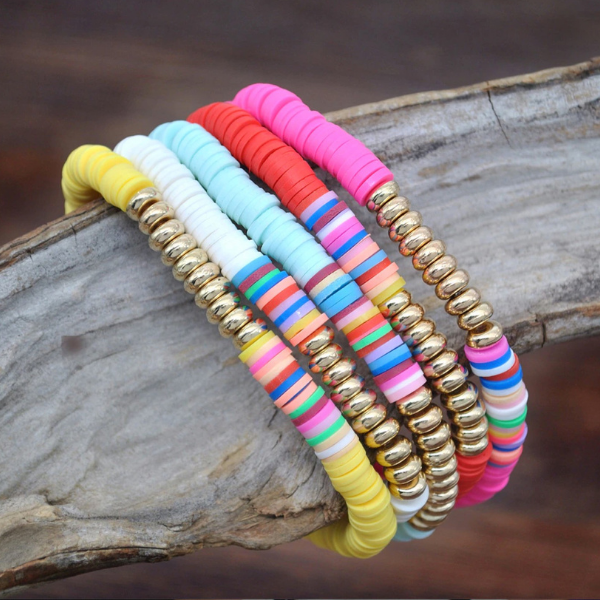 Colorful Heishi Polymer Disc Bracelets