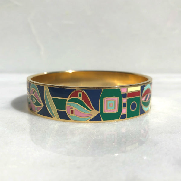 Hermina Bangle Bracelet - Stainless Steel - Green Envy