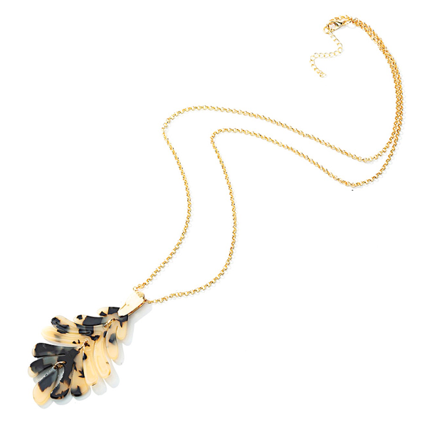 Leaf Necklace and Earrings Set - Light Tortoise