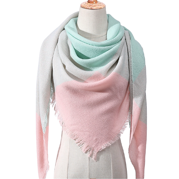 Pink, Gray and Mint Triangle Scarf