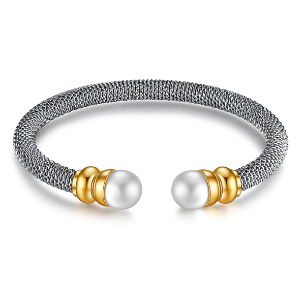 Pearl Cuff Bracelet - Stainless Steel