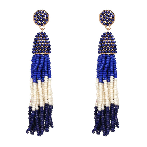 Multi-color Beaded Tassel Earrings