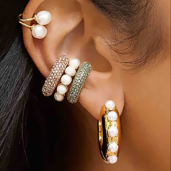 Small Pearl Ear Cuff Set