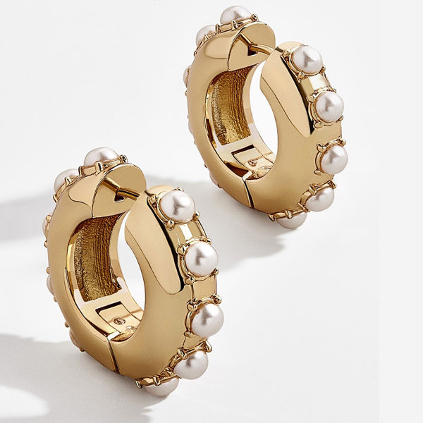 Pearl Huggie Hoop Earrings