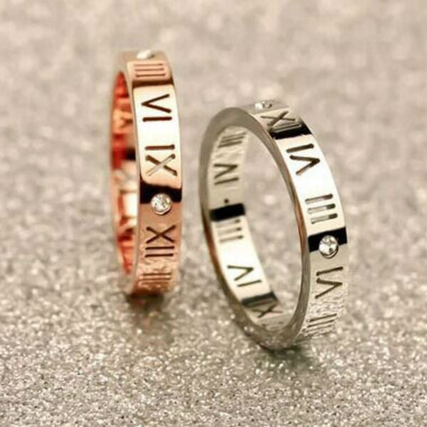 Roman Numerals Slim Ring - Stainless Steel