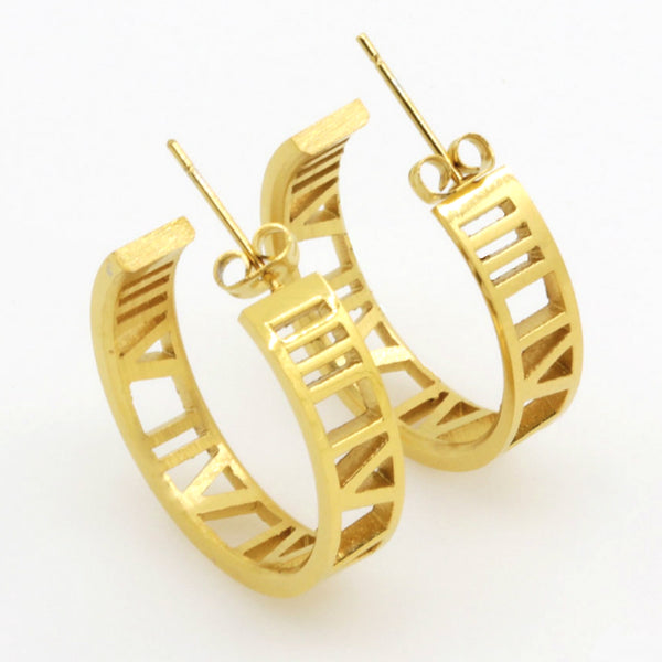 Roman Numerals Earrings - Stainless Steel