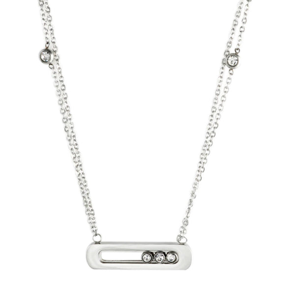 Sliding Stones Dainty Necklace - Stainless Steel