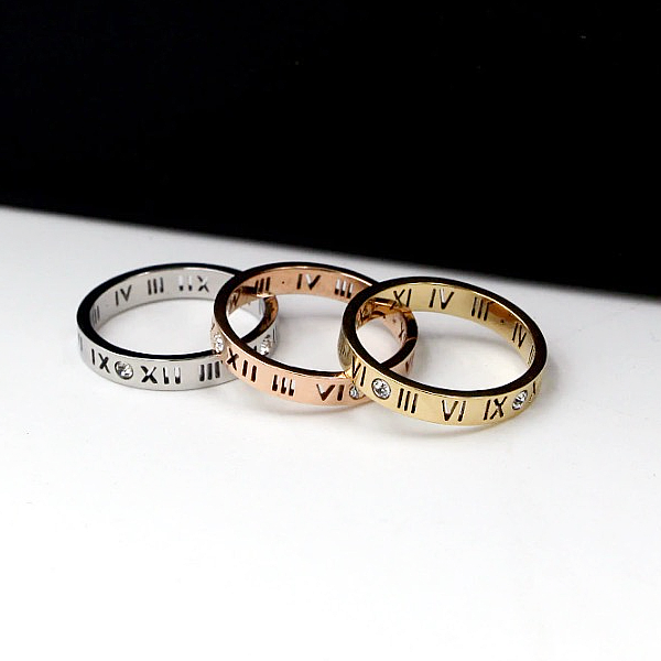 Roman Numerals Slim Ring - Stainless Steel