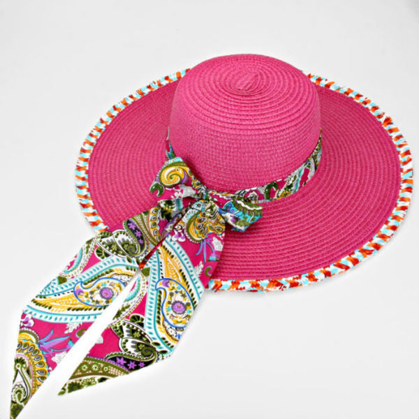 Sun Hat w/ Scarf - Pink