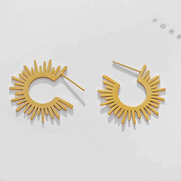 Sun Hoop Earrings - Stainless Steel