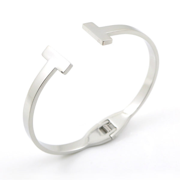 T Bangle Cuff Bracelet - Stainless Steel