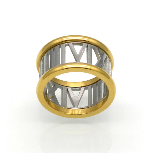 Two-toned Roman Numerals Ring - Stainless Steel – Pearls And Rocks