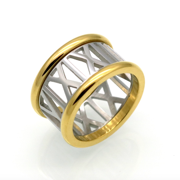Two-toned Roman Numerals Ring - Stainless Steel – Pearls And Rocks