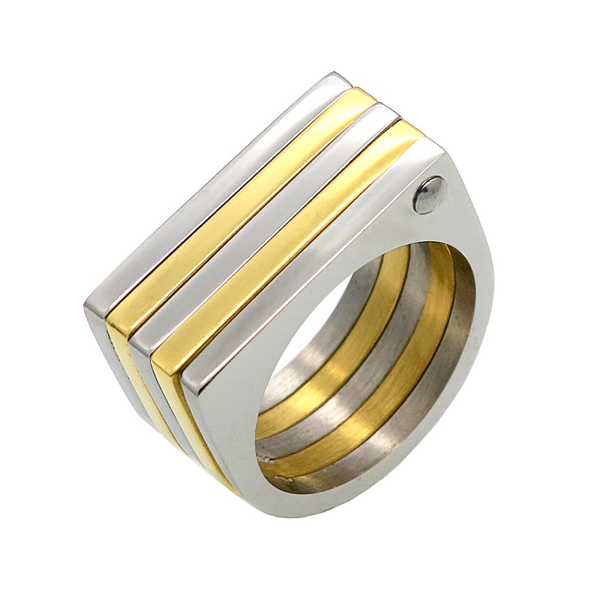 Two-toned Square Ring - Stainless Steel