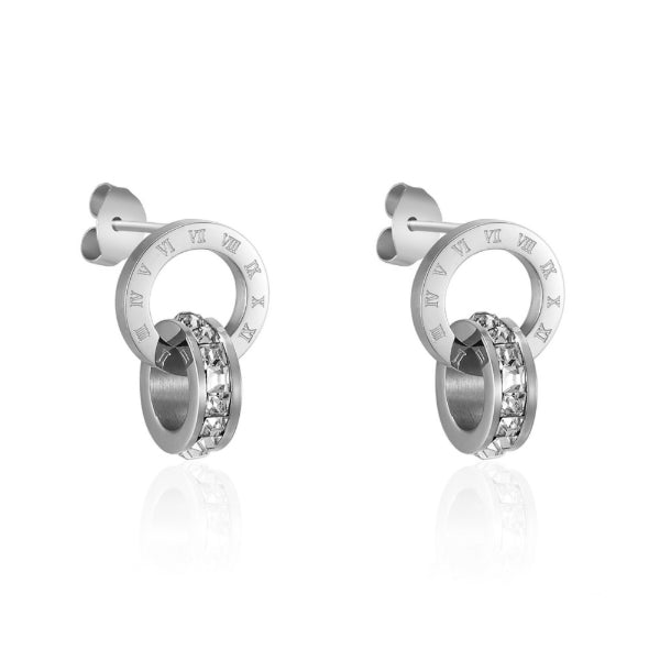 Venus Earrings w/ Roman Numerals - Stainless Steel