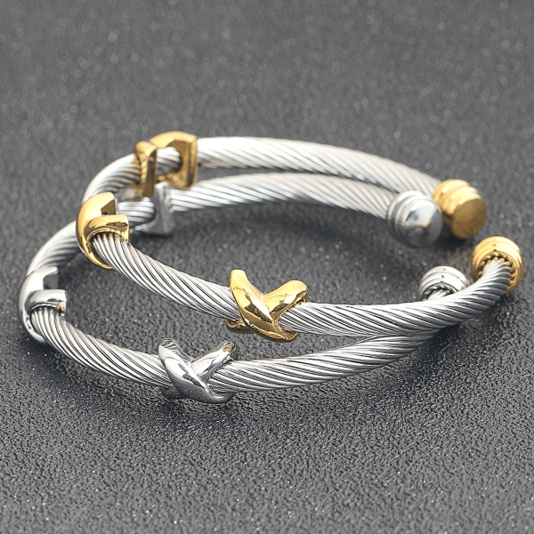 X Cable Cuff Bracelet - Stainless Steel