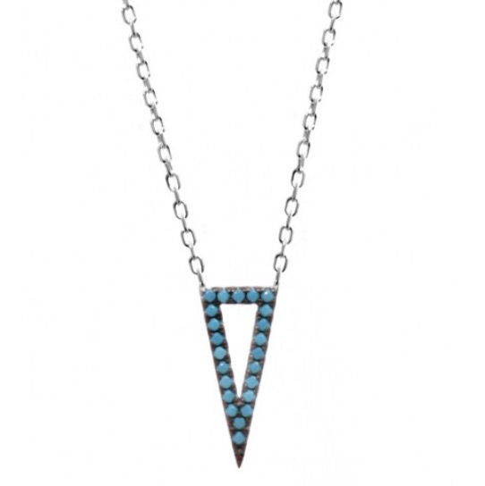 Triangle Necklace w/ Nano Turquoise - Sterling Silver